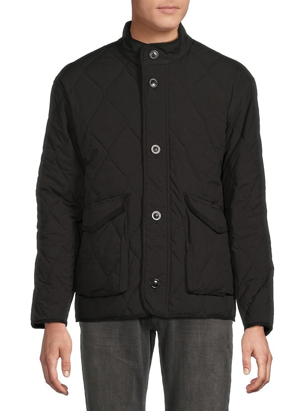 Karl Lagerfeld Paris Men's Diamond Quilted Jacket - Black - Size L M S